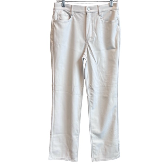 LOFT Faux Leather Straight Ankle Pants - Satin white - Picture 4 of 8